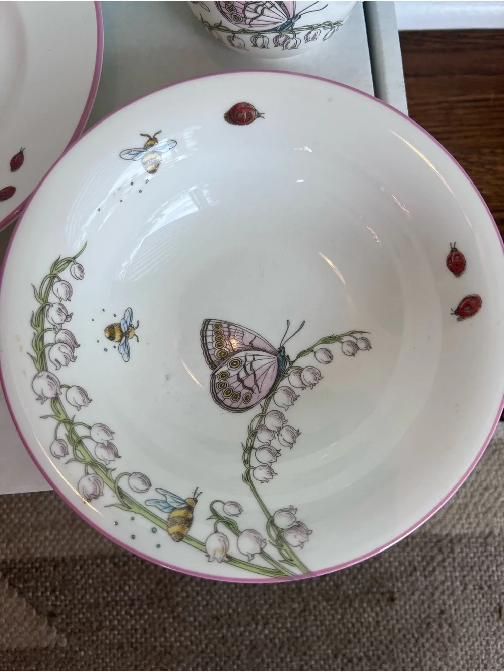 Never been used Tiffany & Co child’s fine bone china 3 piece set in blue box